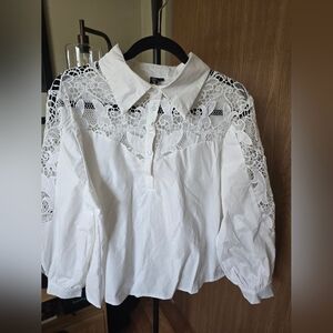 Elegant White Lace Women's Top